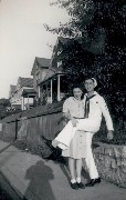Parents Julia (Judy) Kish Dorrough Bruce Navy uniform honeymoon